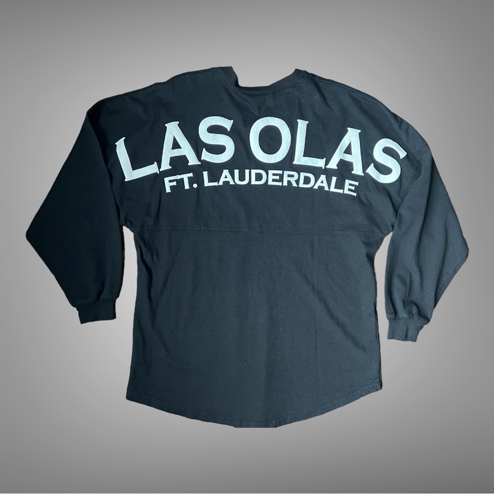NWOT Spirit Ft. Lauderale Las Olas Black White Letter Print Sweater Small.